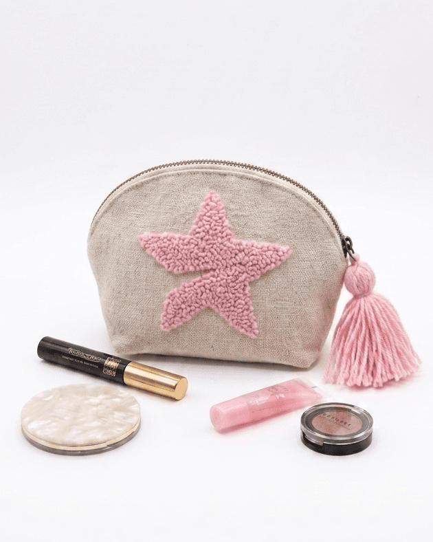 Baby pink star makeup bag