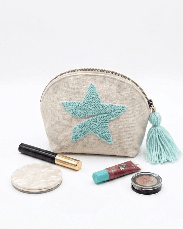 Baby blue Star makeup bag